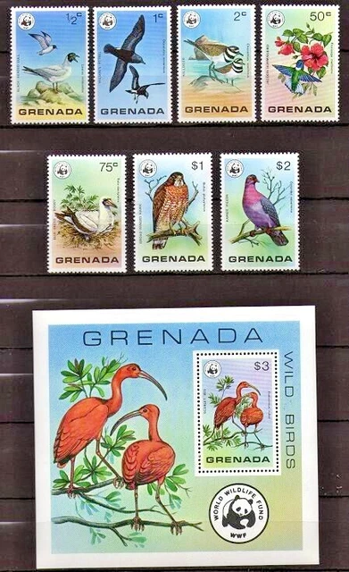 WWF Vorläufer 1978 Grenada Vögel Mi. Nr. 881-87 + Bl.70 **/MNH