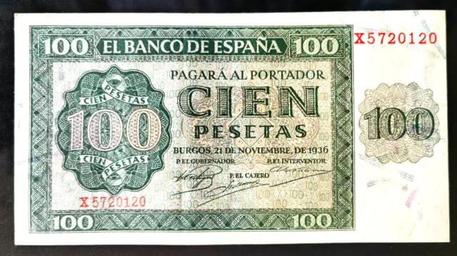 Billete 100 Pesetas De 1936 Sc- Serie X