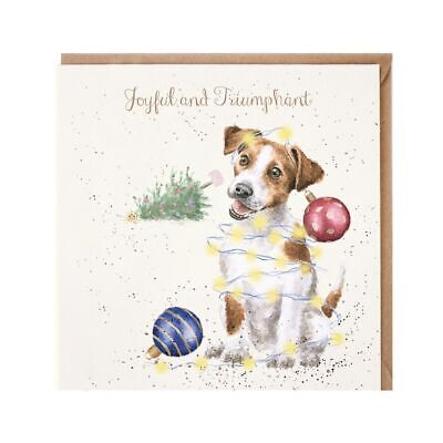 Wrendale Designs 'Joyful and Triumphant' Jack Russell Dog Christmas Card 15cm