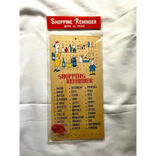 Vintage Shopping Reminder Board W/ 12 Pegs Brand New, Rare, OOP, and HTF!