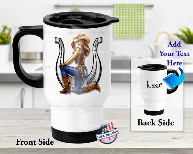 Rodeo Cowgirl Horseshoe - Stainless Steel Thermal 14oz Insulated Travel Mug