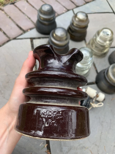 Vintage Locke Hi Top Brown Porcelain Ceramic Insulator 2