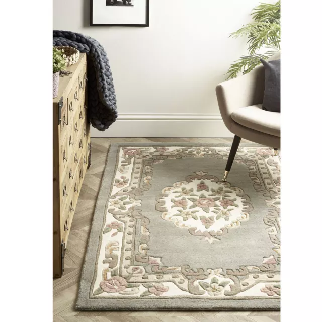 Classic Origins Shensi Vintage Klim Floral Patterned Grey Traditional Wool Rugs