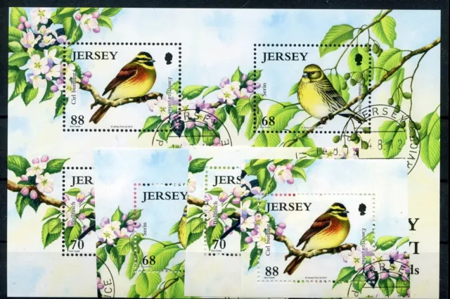 888294) Großbritannien Jersey Blockmarken + Block 102 gestempelt, Vögel