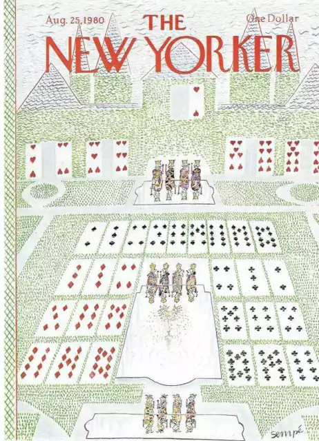 New Yorker magazine  COVER ONLY~ August 25 1980 ~ Sempé Sempe - Courtyard Cards