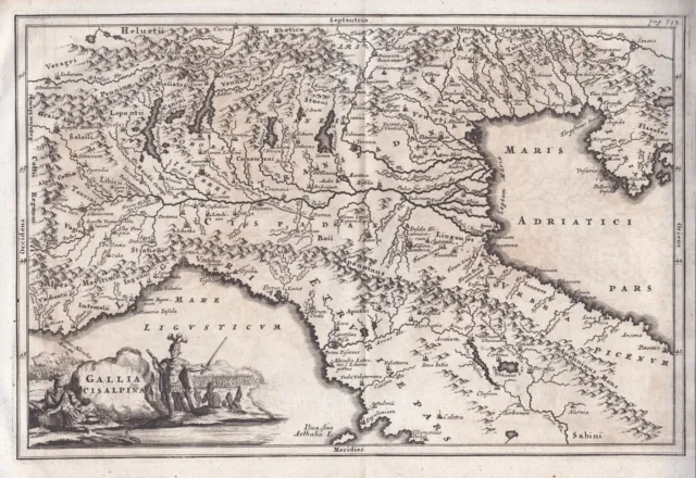 Liguria Piemonte Toscana Lombardia Italia Italy carta Karte map Cellarius 1700