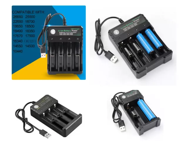 2-4 Slot Universal USB Charger 3.7 v Ladegerät Batterie  Li-Ion Akku