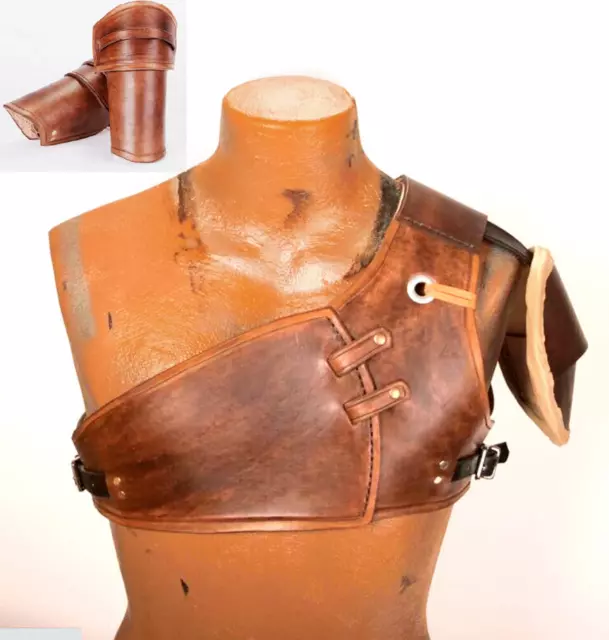 Half Leather Breastplate Real Leather Arm guards Swordsman Larp costume