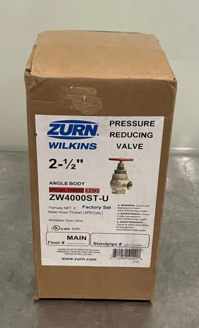 Zurn Wilkins ZW4000ST-U Pressure Reducing Fire Hose Valve 2-1/2” Angled NEW!
