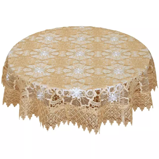 Small Beige Lace Tablecloth for Small Coffee Table 36 Inch Round 36-inch round