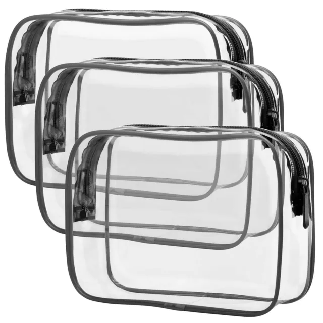 3PCS Transparent Travel Bag Set Cosmetic Makeup Toiletry Clear Wash Storage Bags