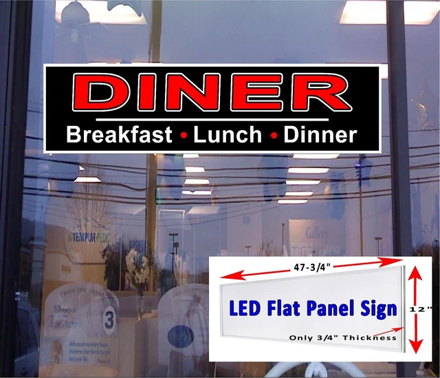 DINER BREAKFAST LUNCH Dinner 48x12 LED flat panel light box window sign ...