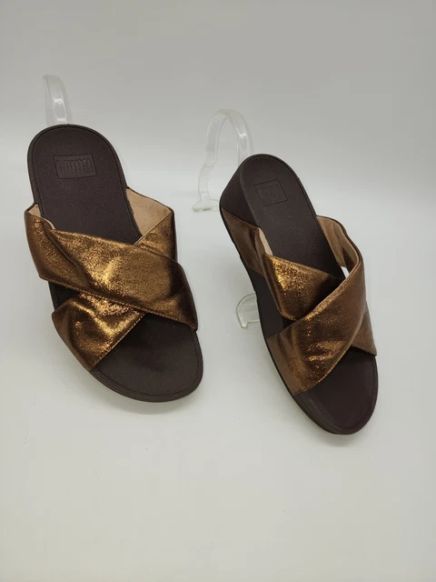 Fitflop Women's Sandal Lulu Cross Glitz Slide Toning Shoes Pre Owned Size US 6