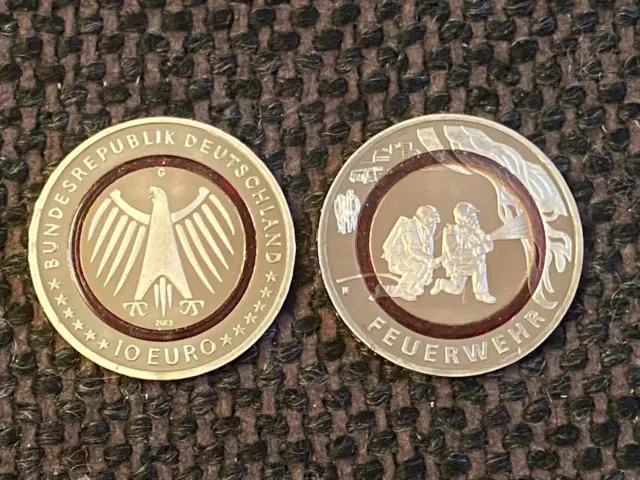 10 Euro Gedenkmünze 2023 aus Deutschland,  Feuerwehr, Präge G, bankfrisch, bfr