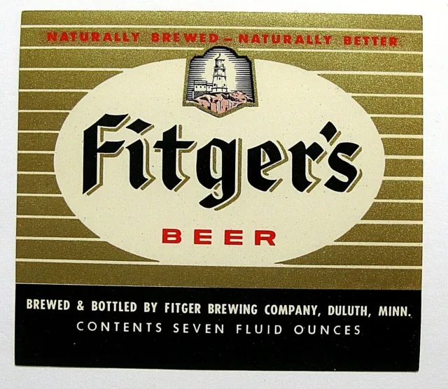 Fitger Brewing Co FITGER'S BEER label MN 7oz Black Stripe