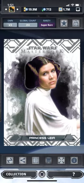 Topps Star Wars Digital Card Trader Masterwork Selects Leia Insert Award