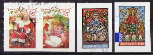 Australia 2010 Christmas Set Of 4 Self Adhesive Fine Used