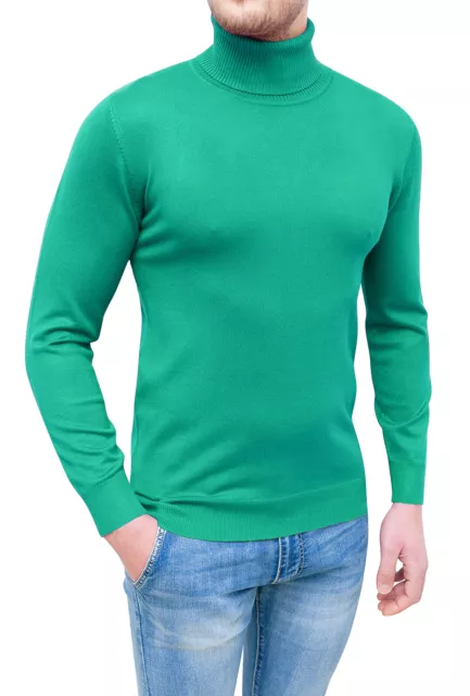 Maglione Dolcevita uomo Invernale verde chiaro Pullover maglia a collo alto