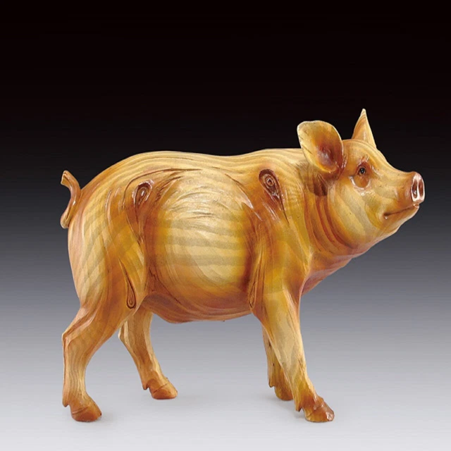 Estatuilla de cerdo tallado en madera de Everspring Import marrón 4,5 pulgadas
