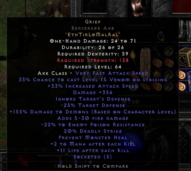 GRIEF RUNEWORD BERSERKER Axe Diablo 2 Resurrected D2R PC/Xbox 50.00