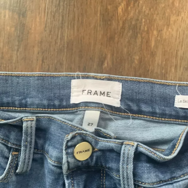FRAME Denim Womens Jeans 27 Blue Distressed Hem Le Skinny de Jeanne Crop 3