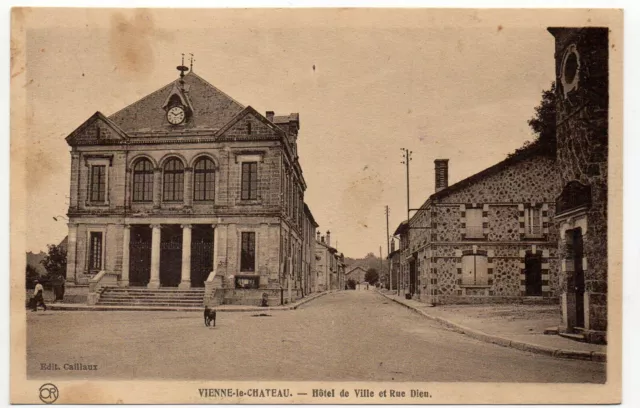 VIENNE LE CHATEAU - Marne - CPA 51 - la rue Dieu et l' hotel de ville