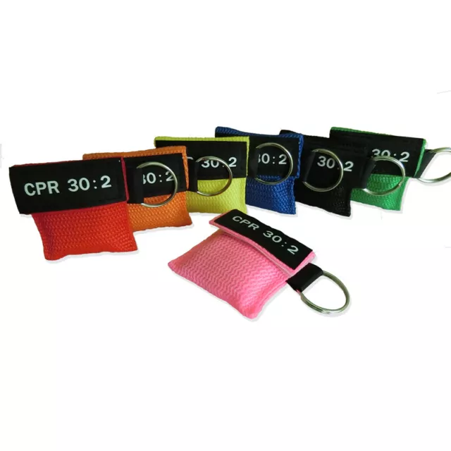 200 pcs 8 Colors Cpr Mask With Keychain Cpr Face Shield AED Pouch CPR 30:2