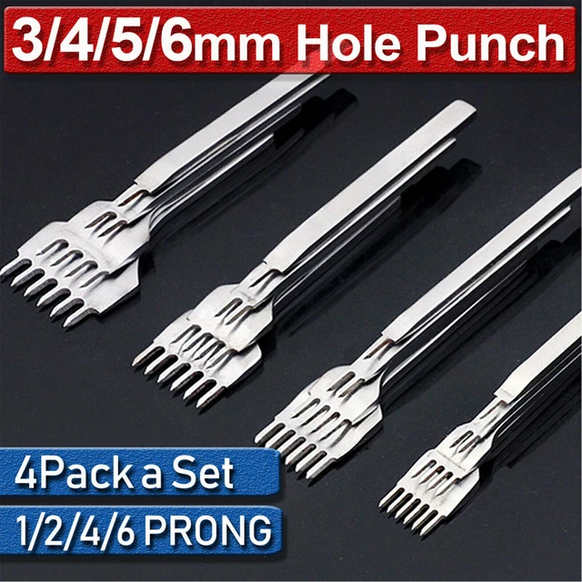 3/4/5/6mm Locher Leder Handwerk Werkzeuge DIY Stanzwerkzeug Set Loch Nähte Zinke 2
