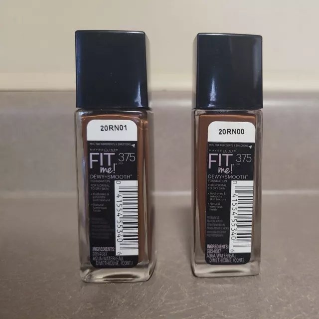 2- Maybelline Fit Me! Dewy + Smooth Foundation Normal To Dry Skin 375 Java ~ New 2