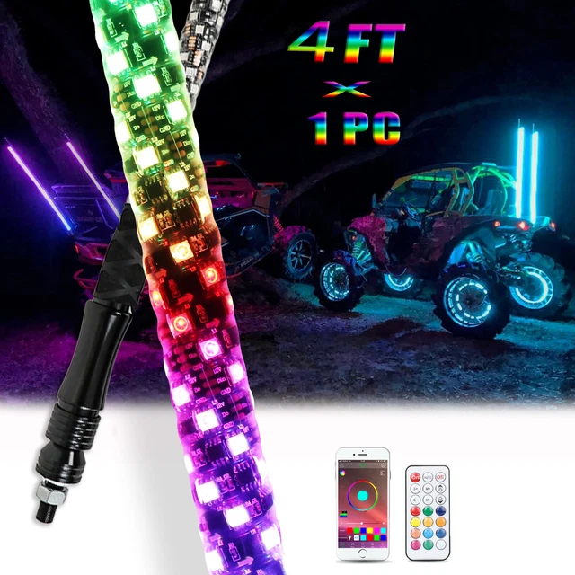 5ft RGB LED Lighted Antenna Light Whip Flag Pole Off Road Buggy For ATV UTV RZR