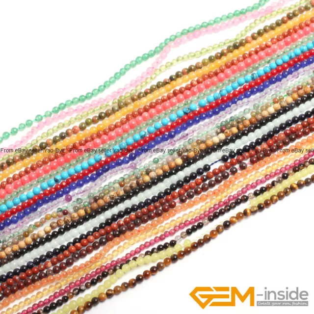 Wholesale Lot Natural Gemstone 2mm 3mm 4mm Tiny Small Spacer Loose Beads 15"