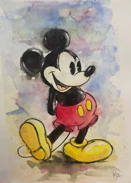 ACQUERELLO POP ART su carta 'Mickey Mouse vintage' di Milena B. EUR 250,00  - PicClick IT