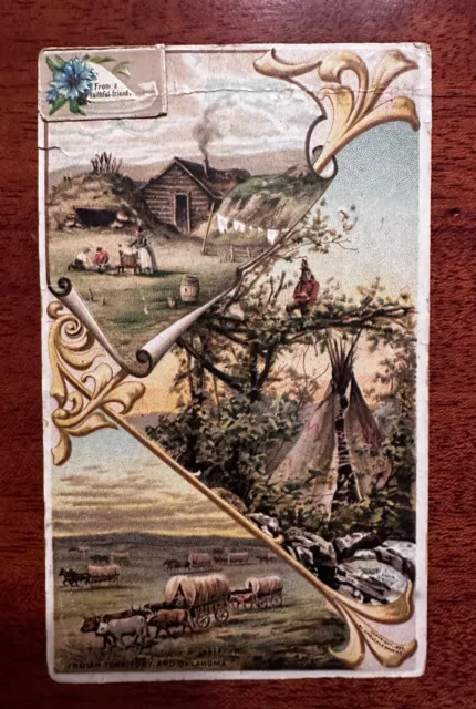 Antique Arbuckle Bros Coffee Trade Card No 39 Indian Territory & Oklahoma 1892