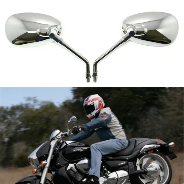 Chrome 10mm Alu Universal Motorcycle Mirrors Bike/Motorbike Rear View/Side Pair