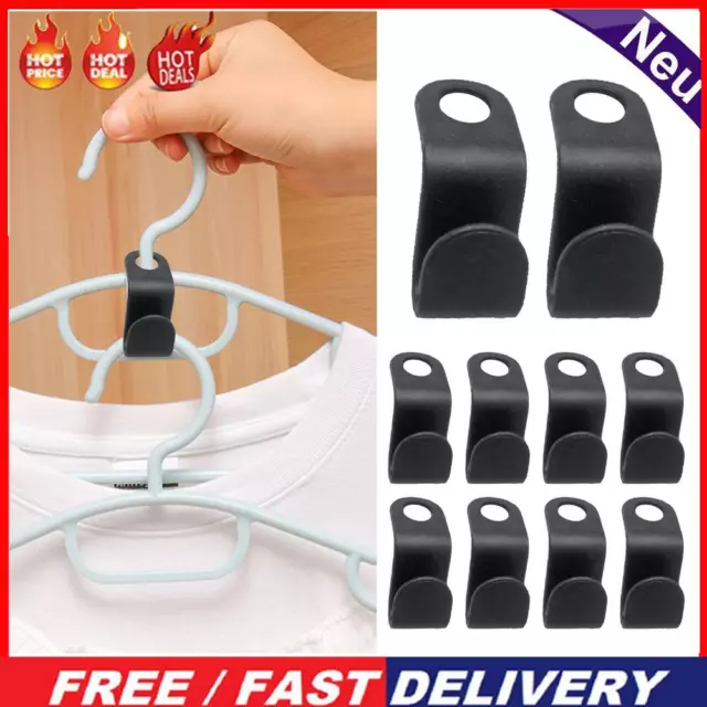 10pcs Hanger Connection Hook Clothes Hanger Connecting Buckle Hooks (Black)