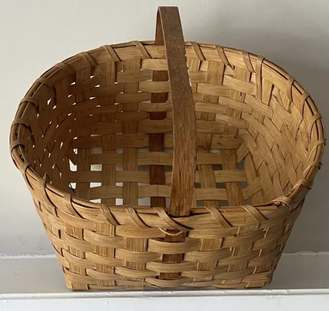 Vintage Old 1900's Farm house Find Split Oak Berry Egg Gathering Basket 2