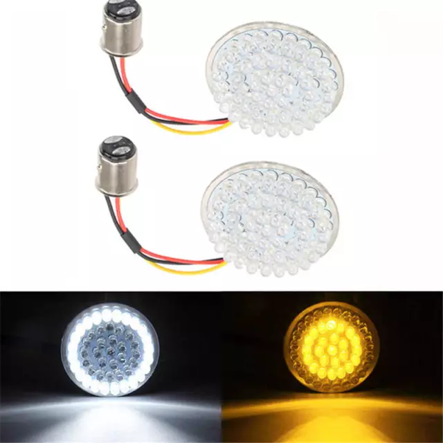 2X 1157 LED Blinker Einsätze DRL Tagfahrlicht Birne Set Gelb + Weiß Für Harley w