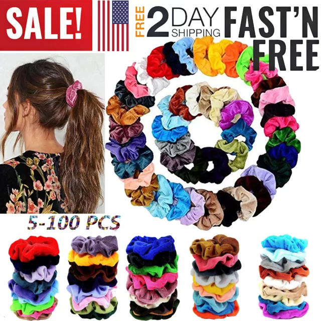 Lot Hair Scrunchies Velvet Elastic Hair Bands Scrunchy Rope Ties For Women Girl