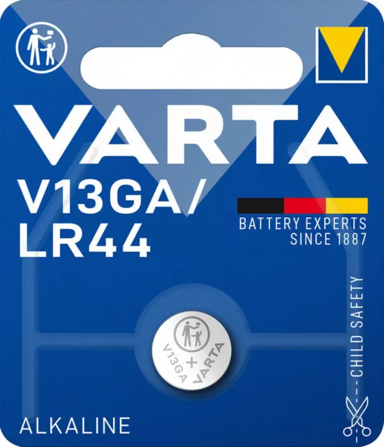 10x VARTA Knopfzelle Alkali-Mangan LR44 LR1154 357A GPA76 82 1,5 V V13GA 1er 2