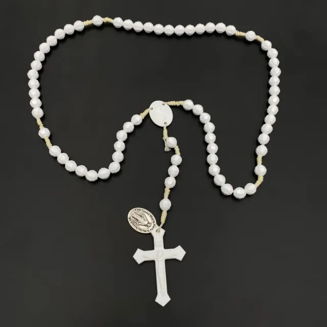 Rosary Prayer Beads Plastic Rosaries Christian Cross Catholic Religious Necklace