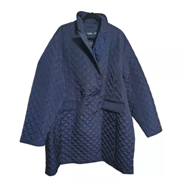 Lauren Ralph Lauren 3X Navy Blue Quilted Double Breast Flap Pocket Jacket