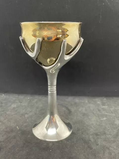 Rosenthal Kiddush Cup Sandra Kravitz Tree of Life Silverplate & Gold Gilt