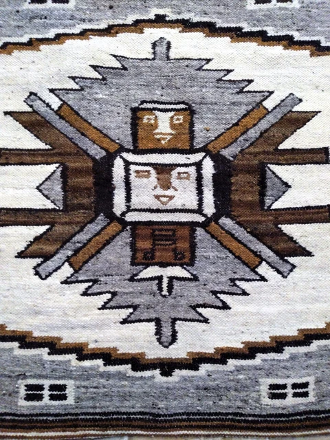 Beautiful Vintage Indigenous Southwestern Design Wool Wall Hanging or Floor Rug