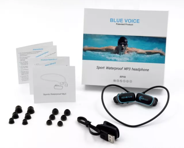 Bluevoice Lettore MP3 impermeabile da 8 GB Nuoto sott'acqua Sport Musica Corsa