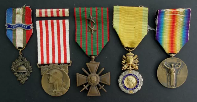 WW1 Set of French Medals including Croix de Guerre and Médaille Interalliée