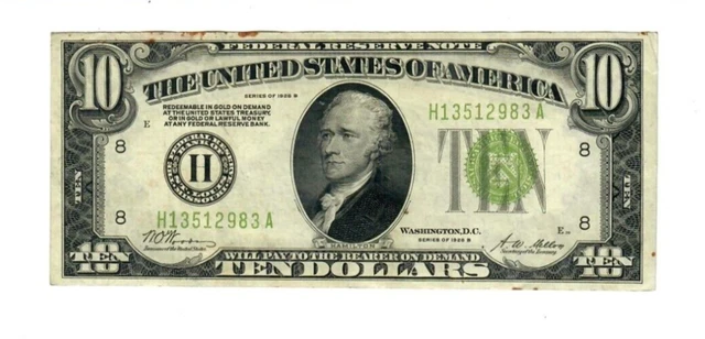 1928B $10 Federal Reserve Note LGS St. Louis Fr#2002-H VF/XF