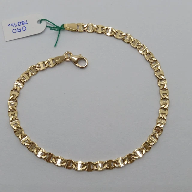 Bracelet Homme Maille Grumetta En Or Jaune 18 Carats - 3,5 G - Longueur 20,5 Cm - Neuf Avec étiquette