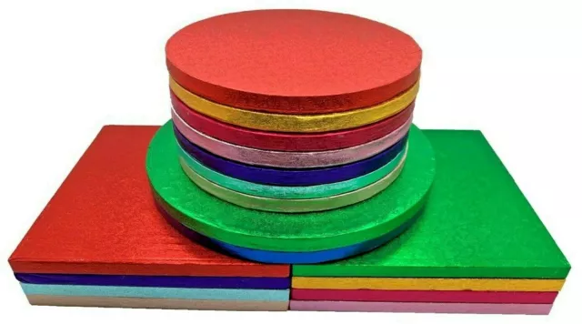 Single Colourful Cake Board Round / Square Party Thick Drum 12mm Strong Boards