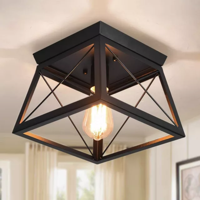 Black flush shop mount hallway light