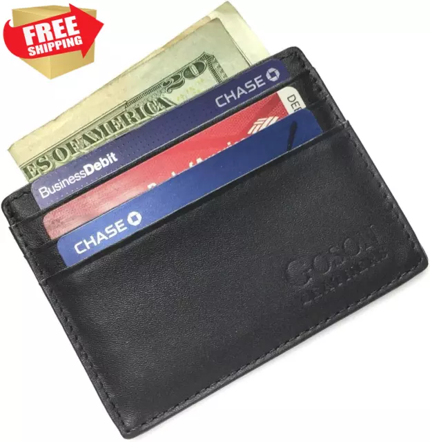 SLIM WALLET LEATHER Money Clip Wallet for Men - Front Pocket Wallet ...